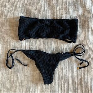 Wildfox crochet black bandeau bikini set